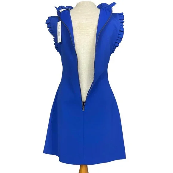 Alice + Olivia NWT 'Elsa' Ruffle Collar Mini Dress in 'Ultramarine' Blue Size 4 - Picture 9 of 16